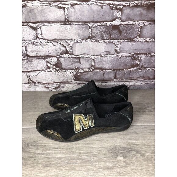 Merrell Arabesque Black Gold Mesh Front Zip Athletic Shoes Women Sz 7M US/37.5EU - Picture 16 of 16